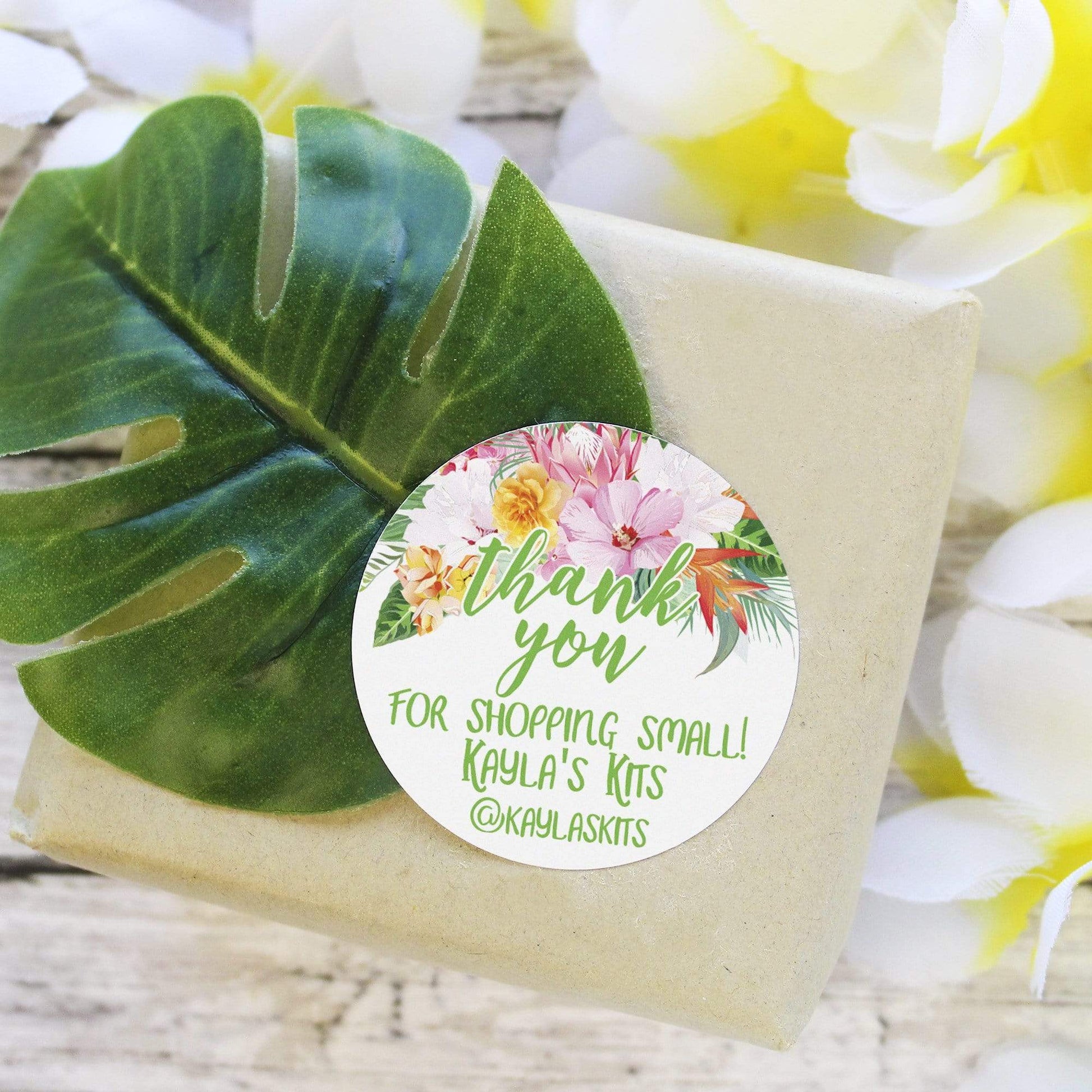 Tropical Personalized Thank You Circle Stickers - 40 Count