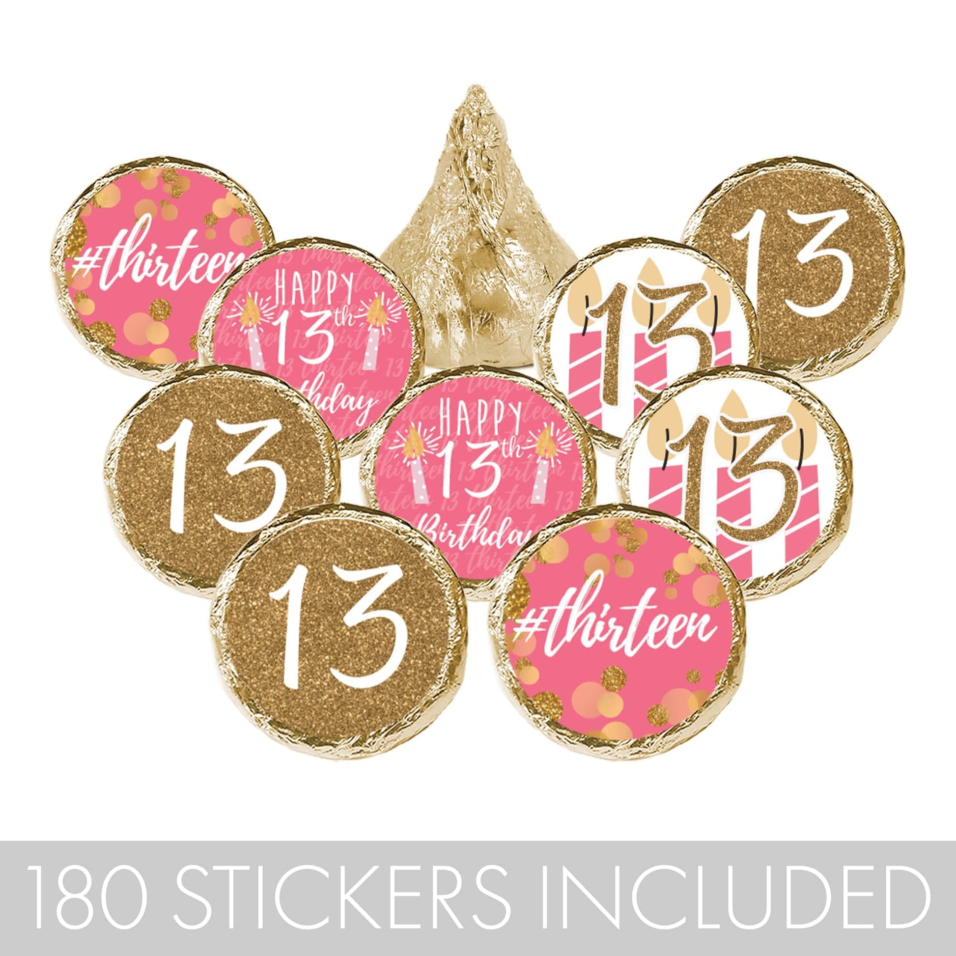 Make any party special with these fabulous pink and gold 13th Birthday Party Stickers 