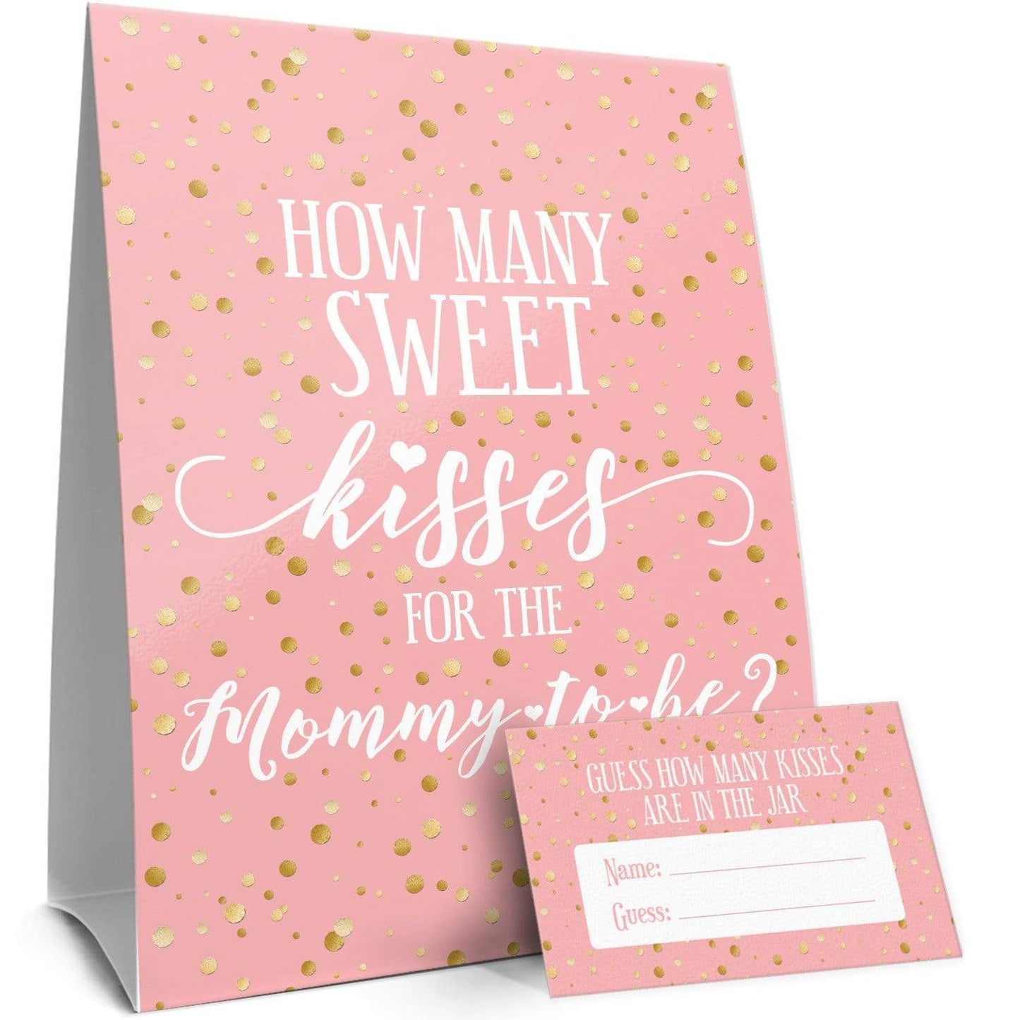 Pink and Gold How Many Kisses Baby Shower Game