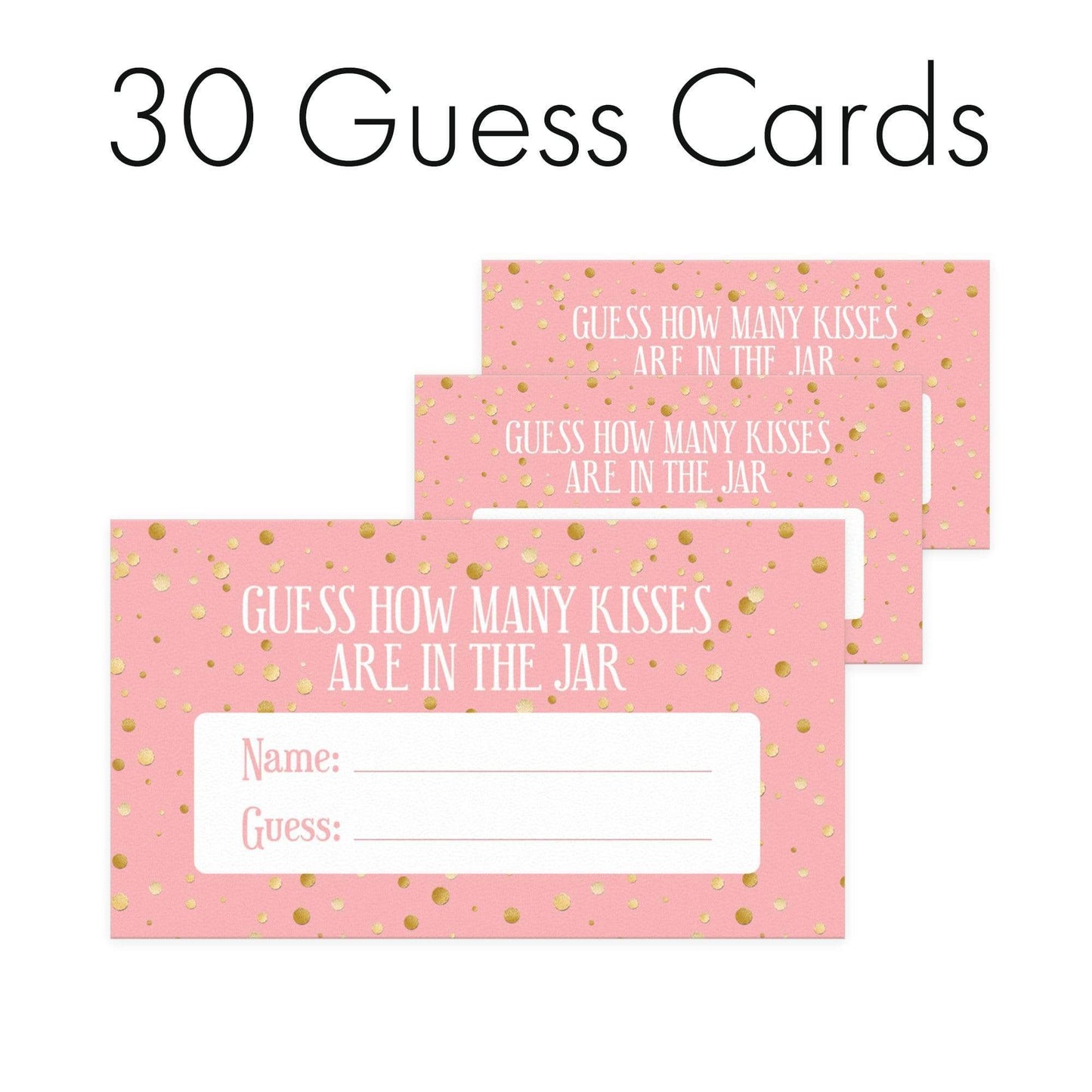 Extra Guess Cards ONLY (No Sign) Pink and Gold How Many Kisses Baby Shower Game