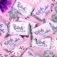 Pink and Purple Butterfly Baby Shower Mini Candy Bar Wrappers - 45 Party Favor Labels