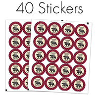 Plaid Lumberjack Thank You Favor Labels - 40 Stickers