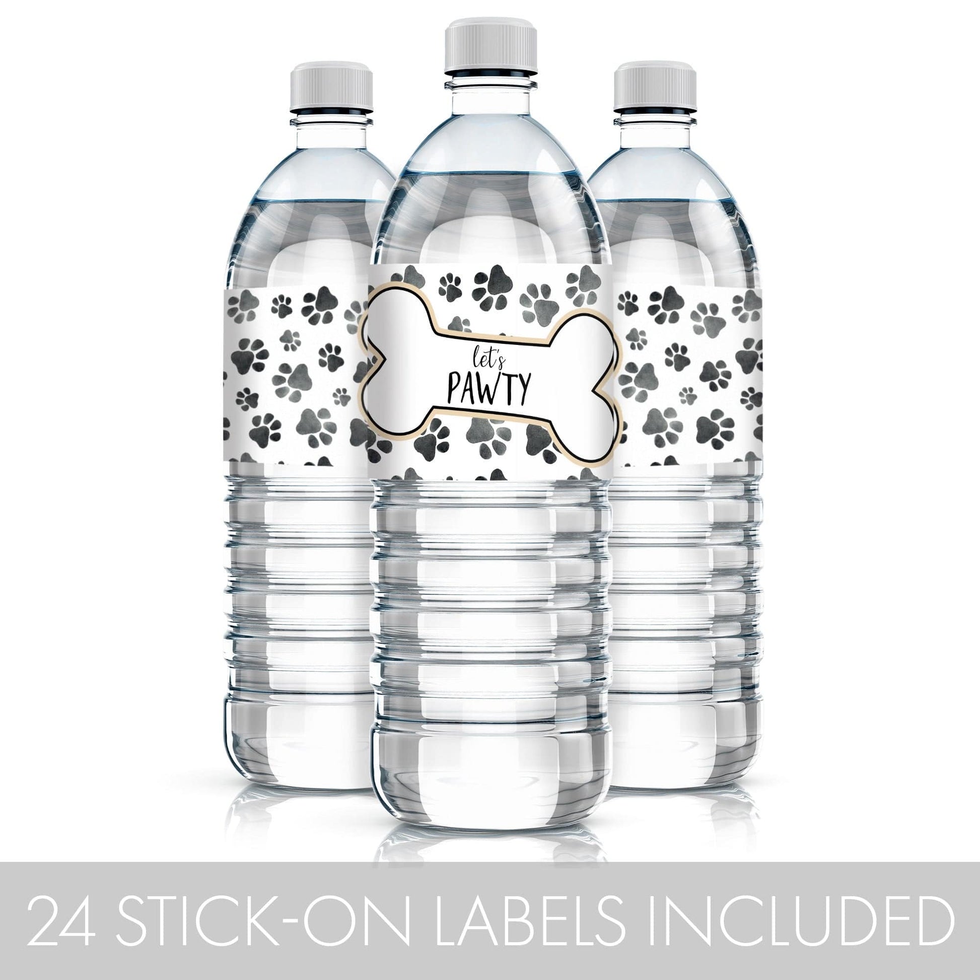 Puppy Dog Party Water Bottle Labels - 24 Count