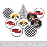 Race Car Birthday Party Favor Stickers - 180 Count