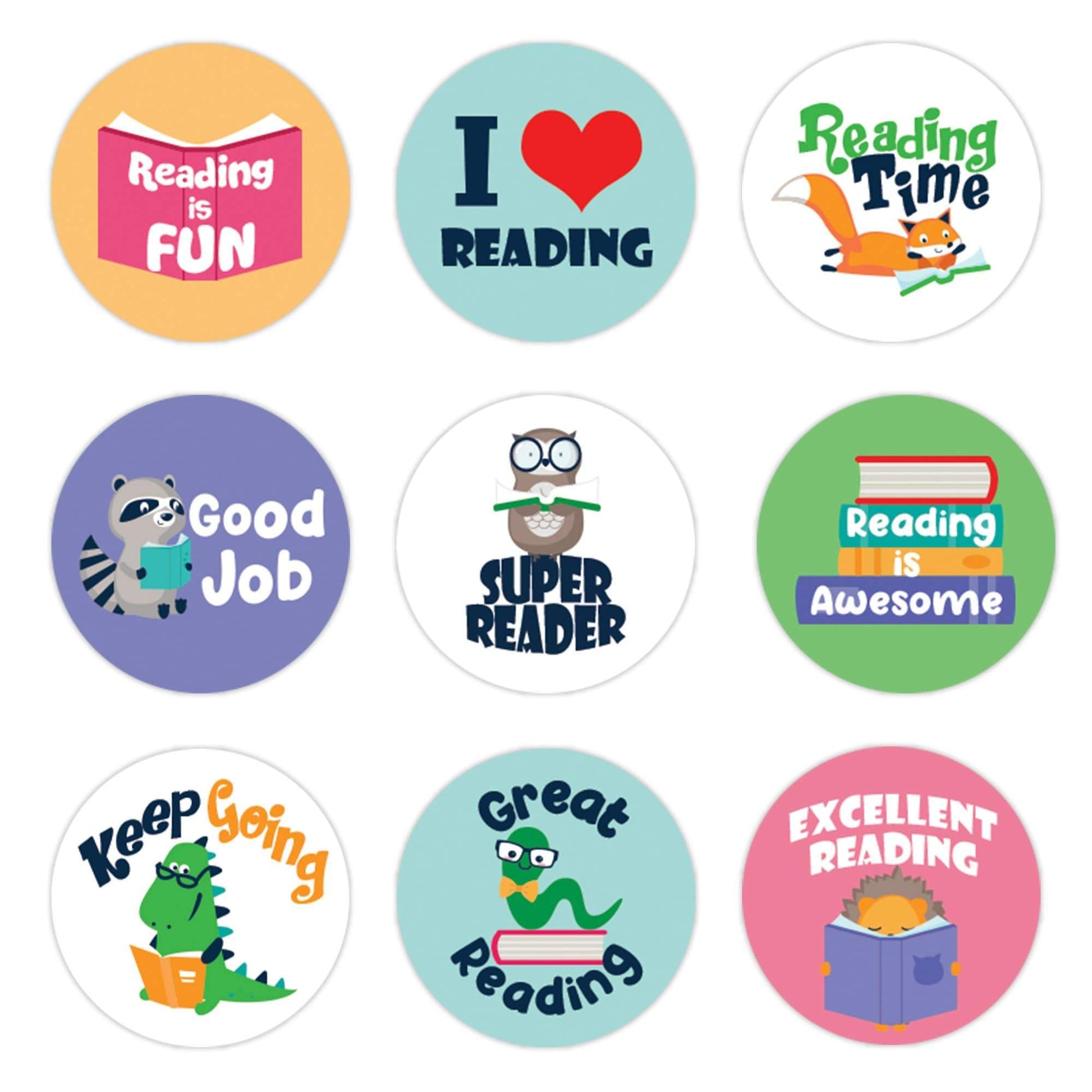 Reading Theme Motivational Reward Stickers for Students (1,080 Stickers)