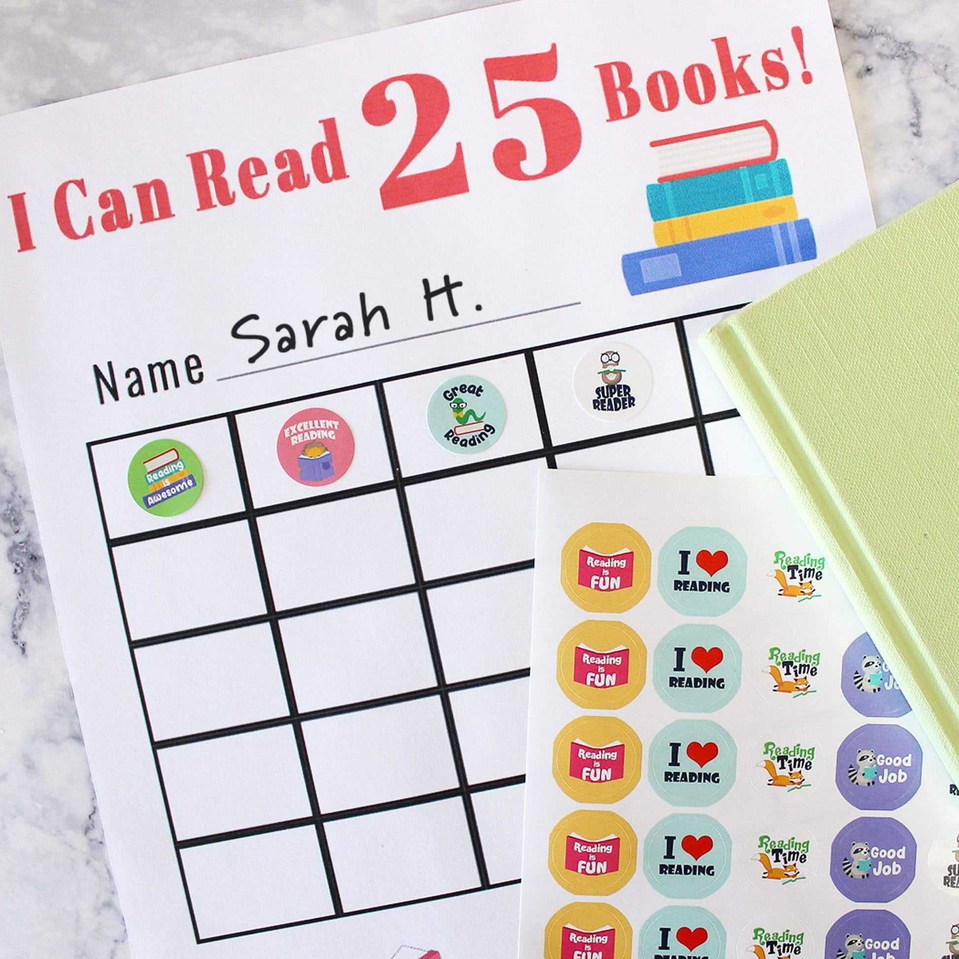 Reading Theme Motivational Reward Stickers for Students (1,080 Stickers)