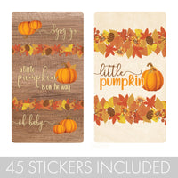Rustic Fall Little Pumpkin Baby Shower Mini Candy Bar Labels - 45 Stickers