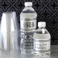 Silver Black Personalized Class Reunion Water Bottle Label Stickers