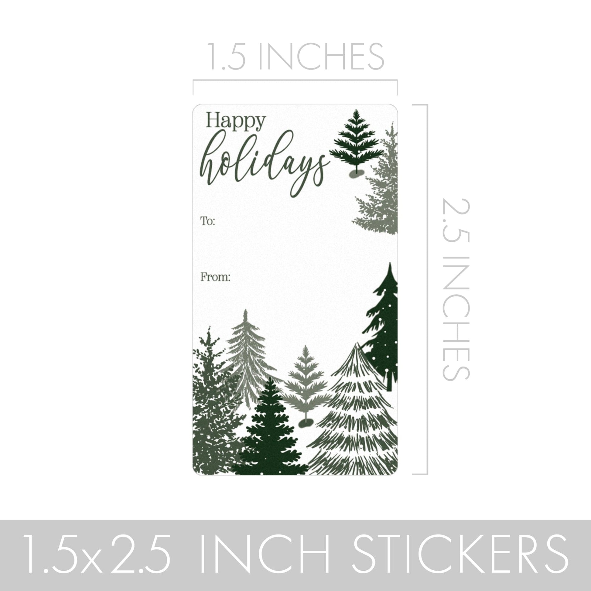 Simple Evergreen Christmas Tree Gift Tag Stickers – 75 Labels