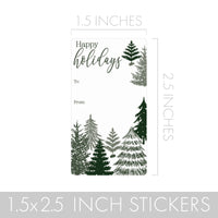 Simple Evergreen Christmas Tree Gift Tag Stickers – 75 Labels