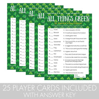 St. Patrick's Day All Things Green Classroom Party Game - 25 Player Cards
