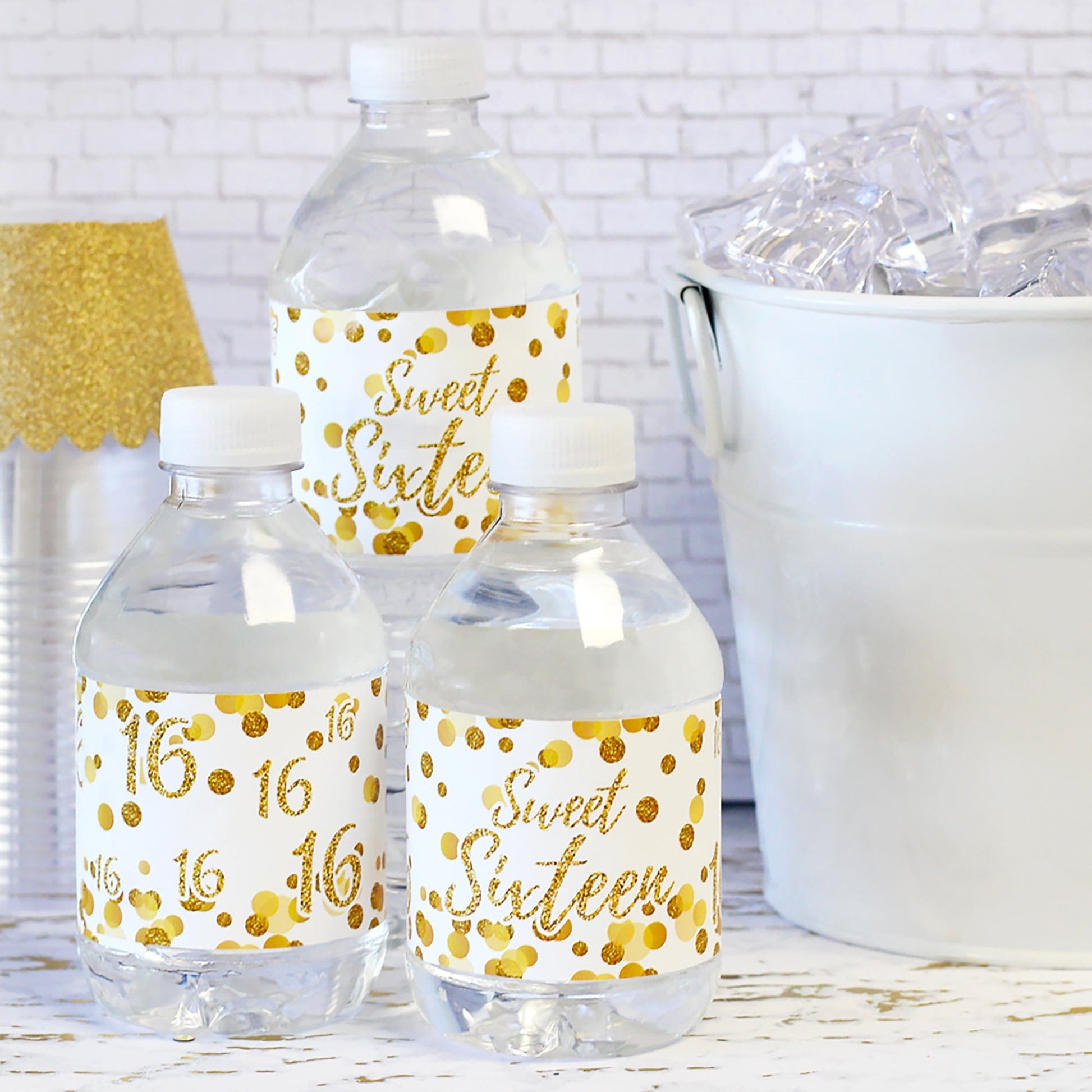 Add a Touch of Elegance to Your Sweet 16 Party with 24 Water Bottle Labels 