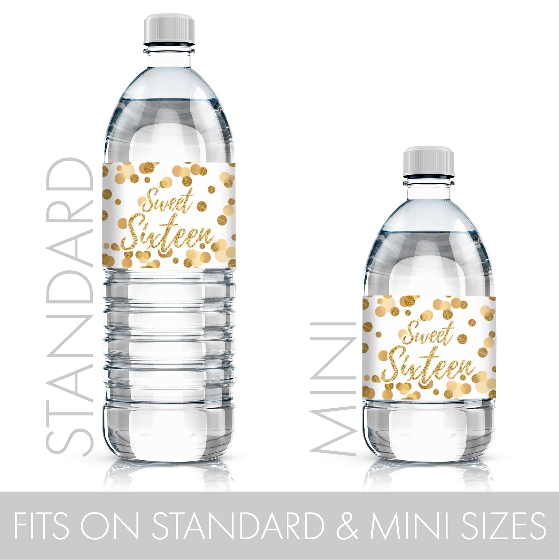 Make Your Sweet 16 Party Shine with These White and Gold Water Bottle Labels - 24 Count