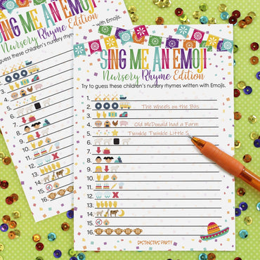 Taco 'bout a Baby Shower Fiesta Nursery Rhyme Emoji Game Cards - 20 count
