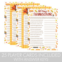 Thanksgiving Party Game Bundle - Truth or Turkey and All Things Thanksgiving Game - 25 Dual-Sided Game Cards
