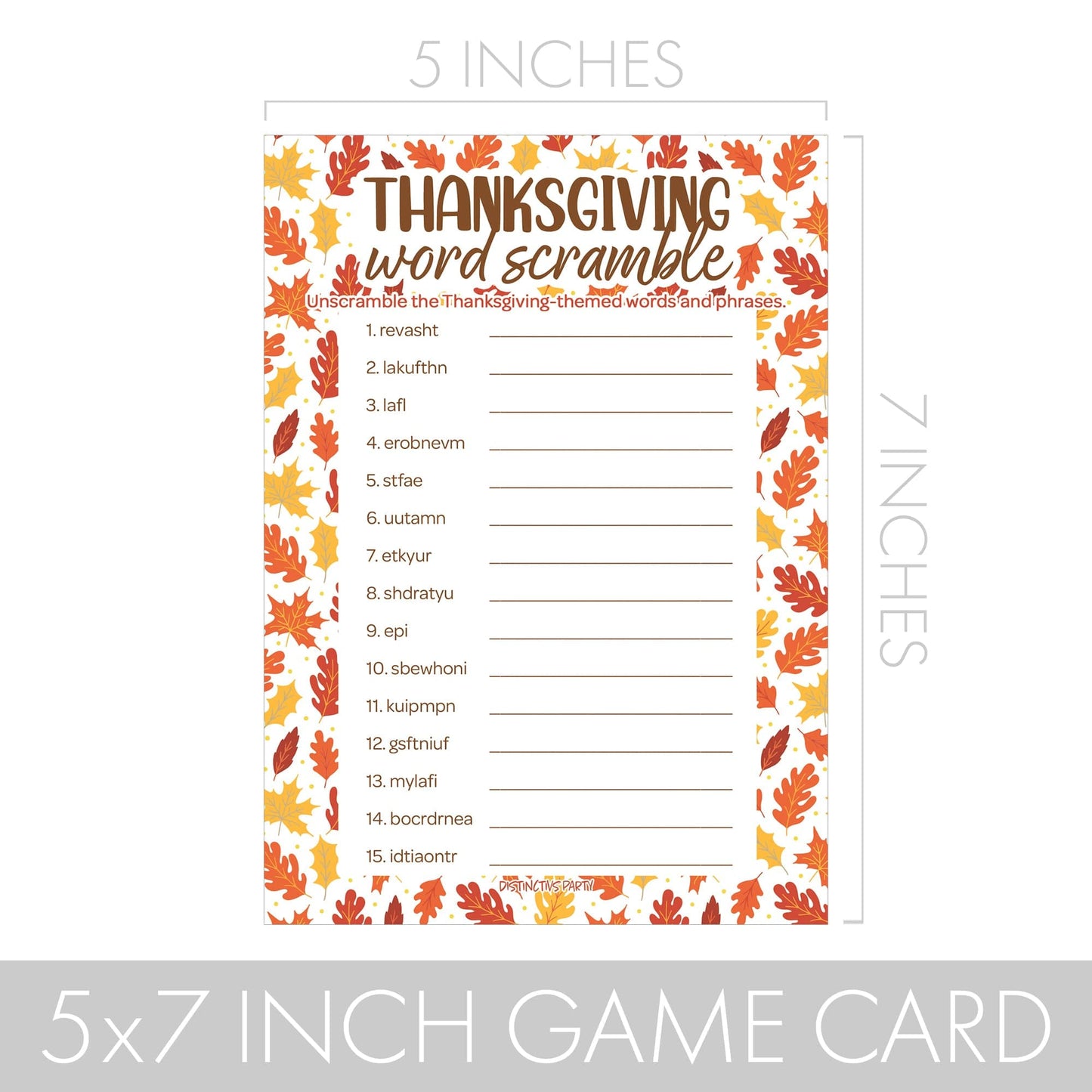 Thanksgiving Party Game Bundle – Word Scramble and How Many Thanksgiving Words Anagram – 25 Dual-Sided Game Cards