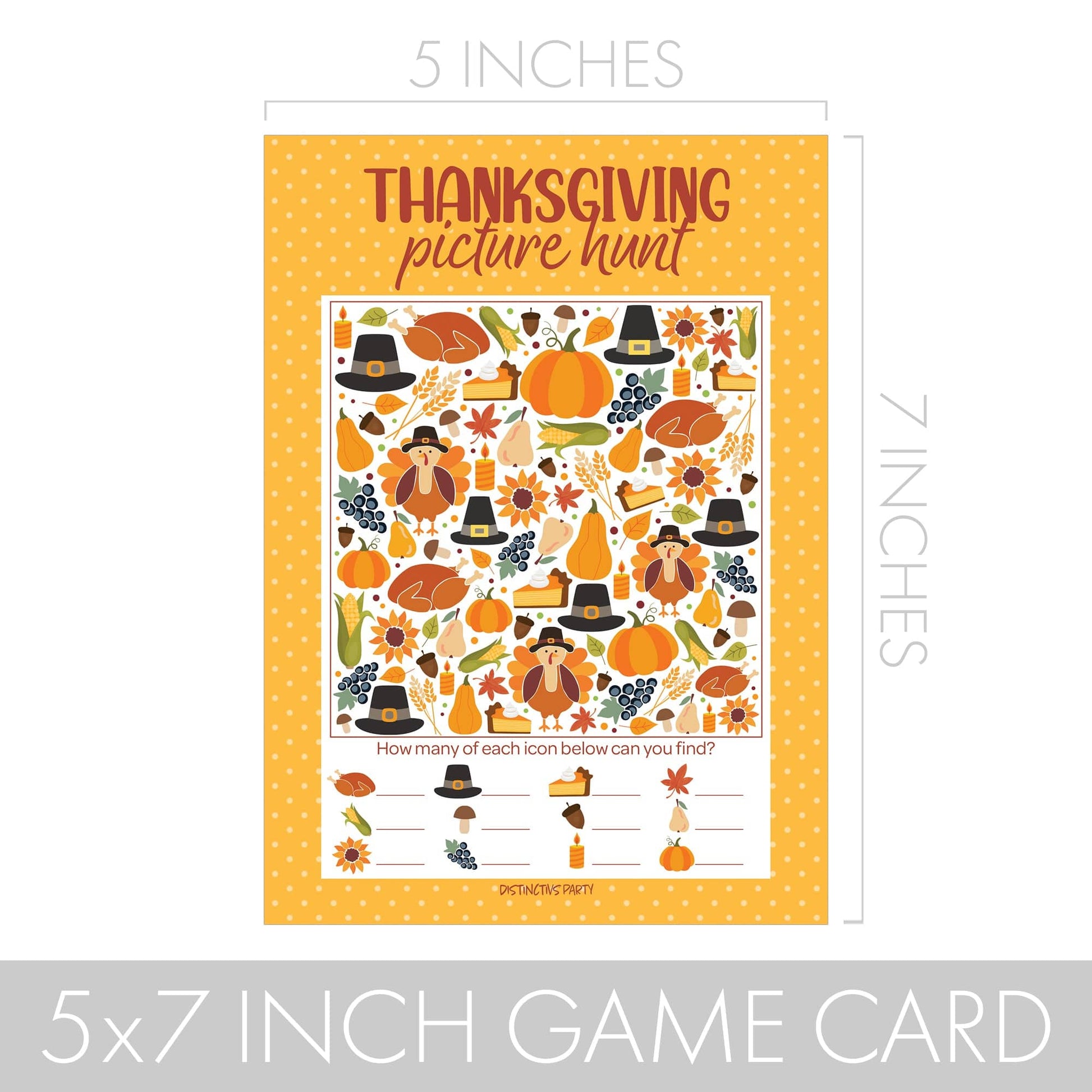 Thanksgiving Party Game Bundle - Word Search and I Spy Picture Hunt - 25 Dual-Sided Cards