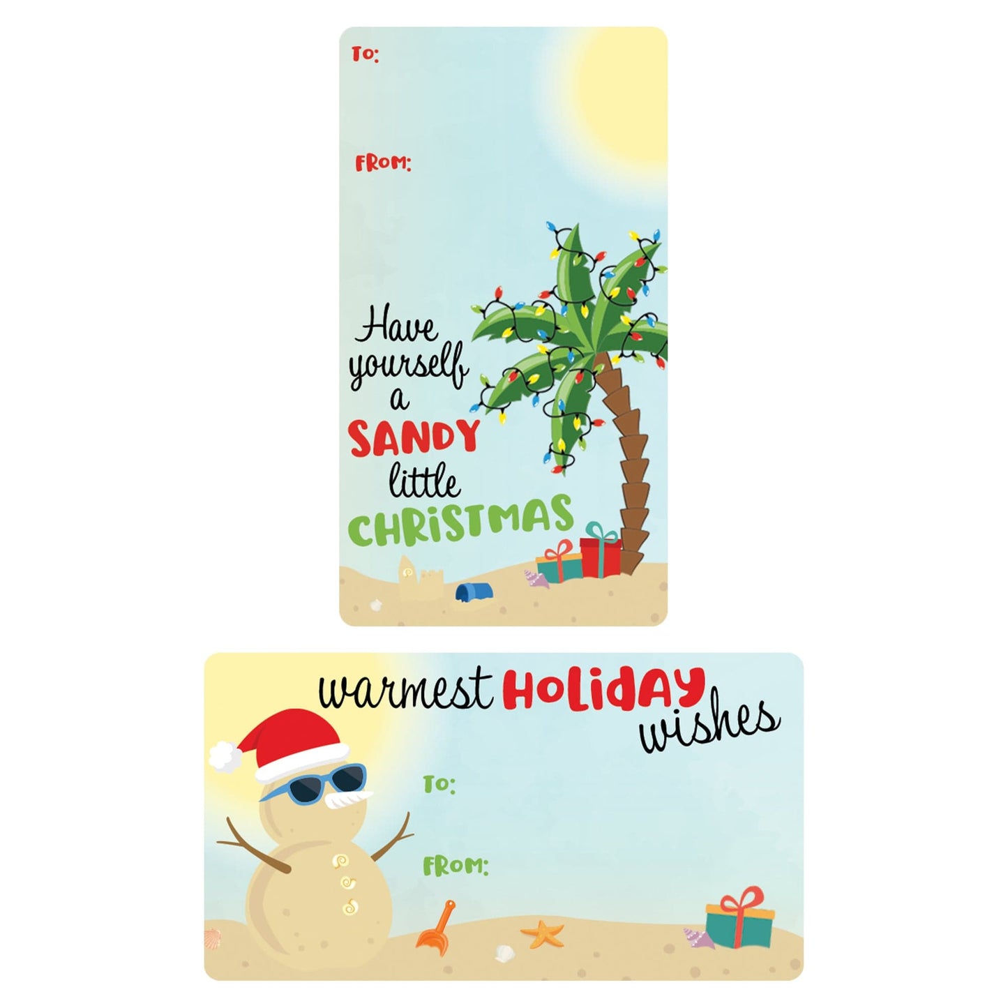 Tropical Beach Christmas Gift Tag Stickers – 75 Labels