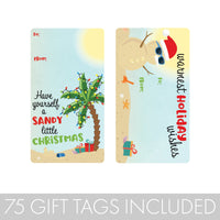 Tropical Beach Christmas Gift Tag Stickers – 75 Labels