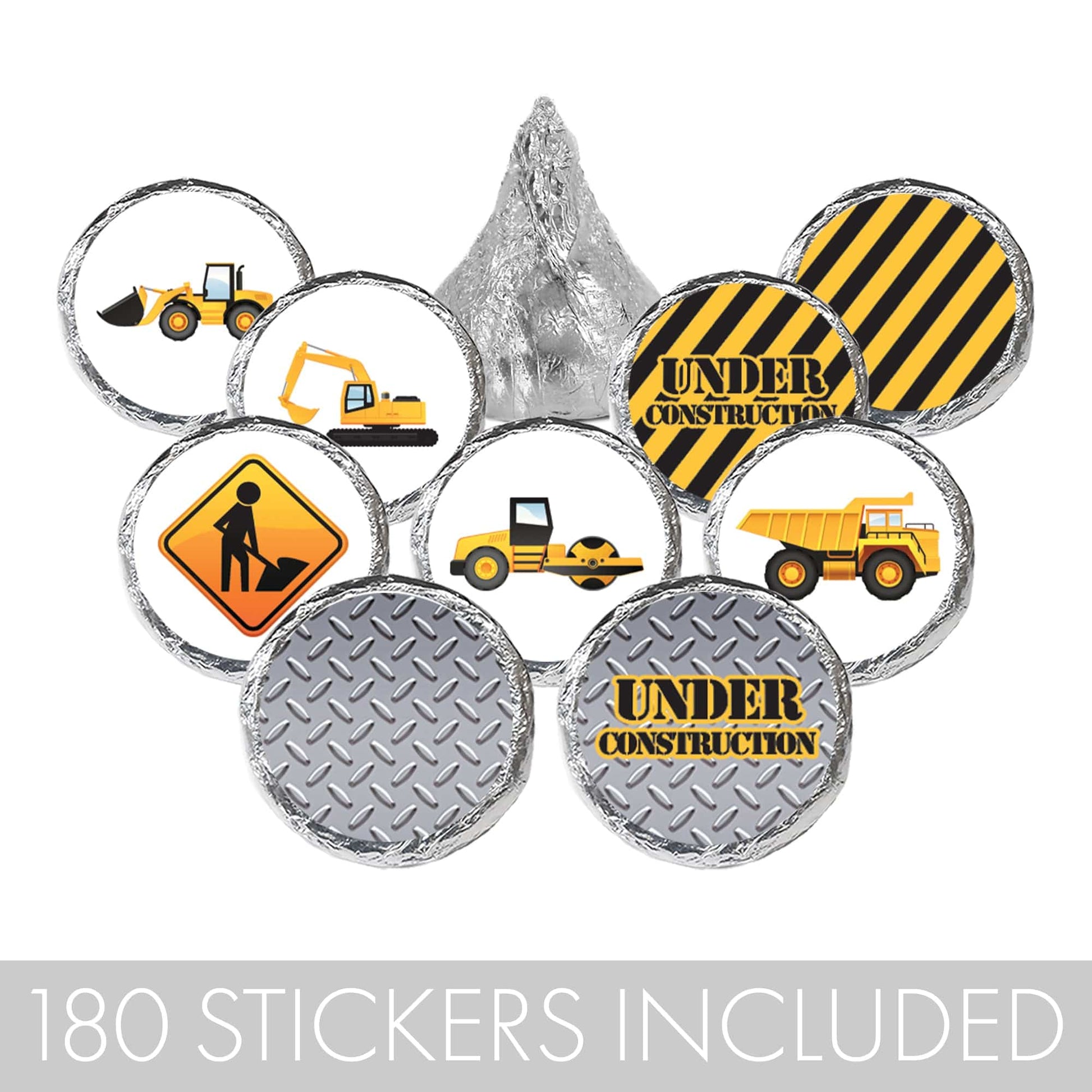 Under Construction Party Stickers - 180 Stickers