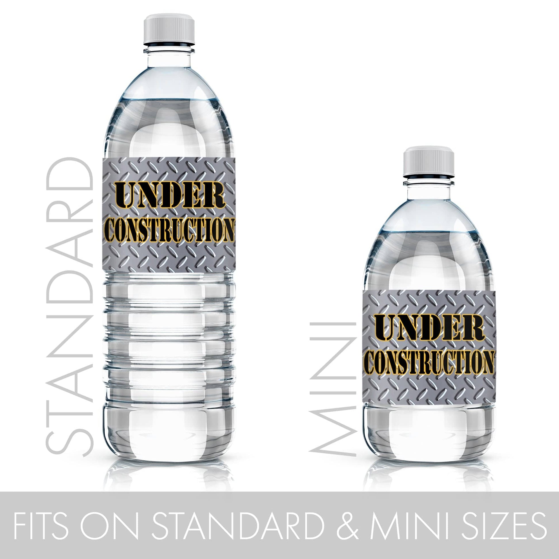 Under Construction Party Water Bottle Labels - 24 Stickers