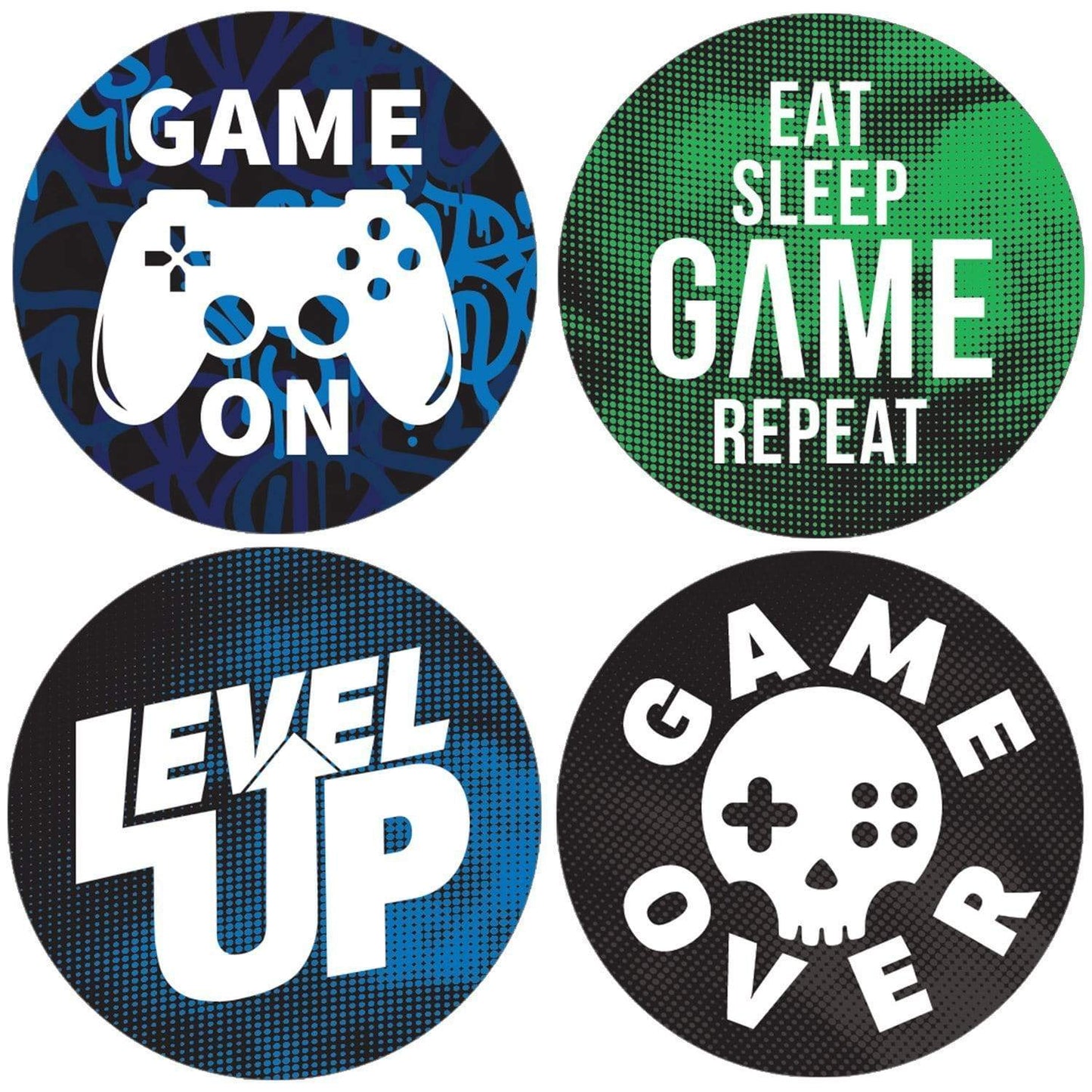 Video Gamer Birthday Party Round Labels - 40 Stickers