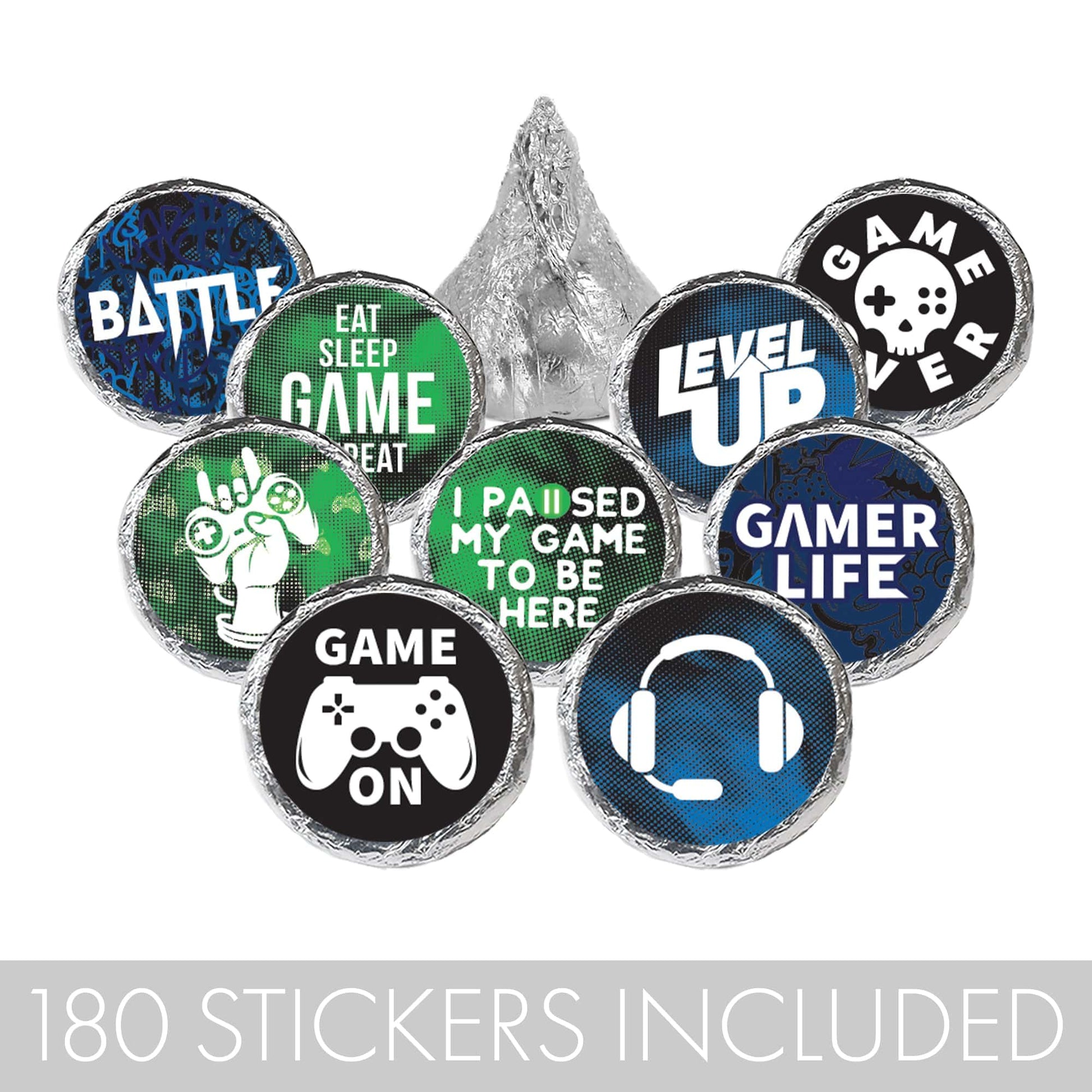 Video Gamer Birthday Party Stickers - 180 Count