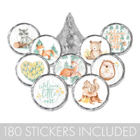 Watercolor Woodland Baby Shower Favor Stickers - 180 Count