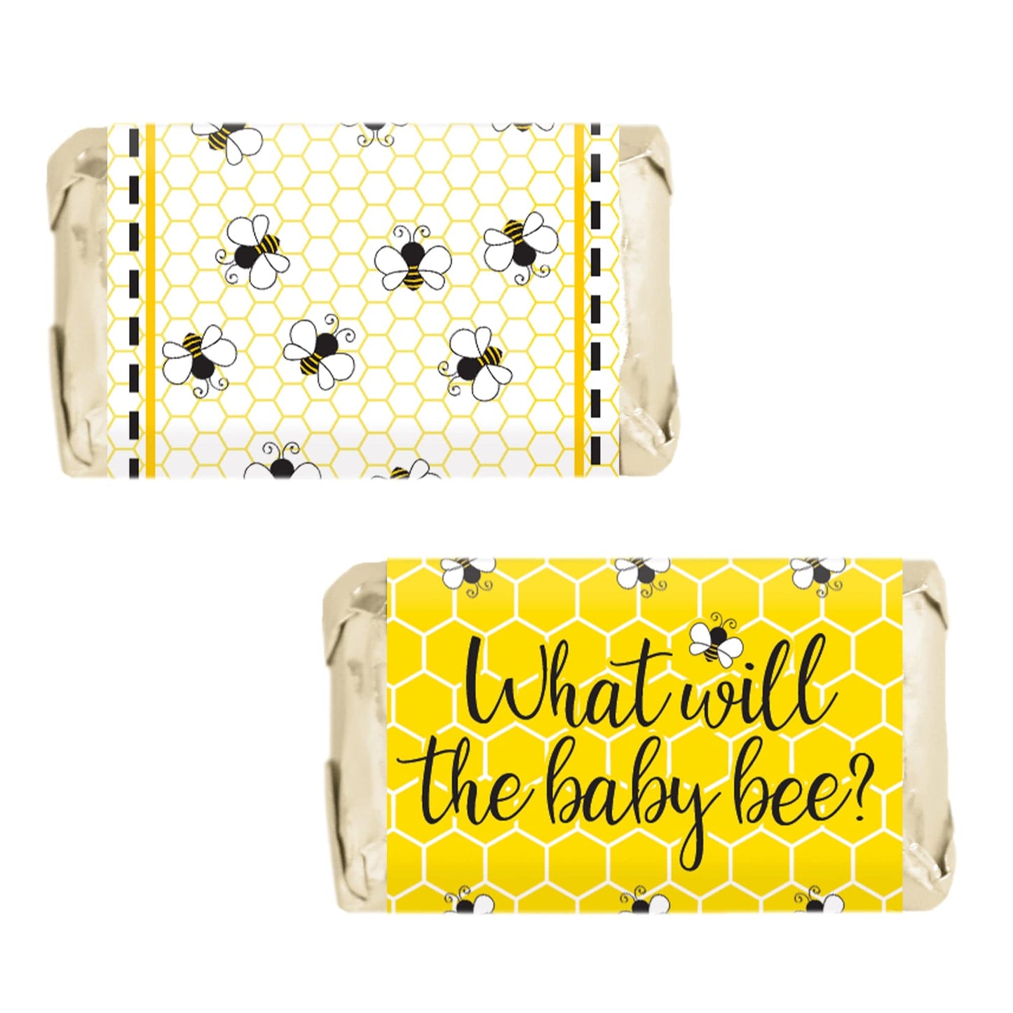 What Will Baby Bee Gender Reveal Party Mini Candy Bar Stickers - 45 Count