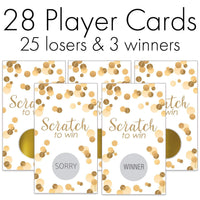 White and Gold Scratch Off Party Game Cards - 28 Scratchers