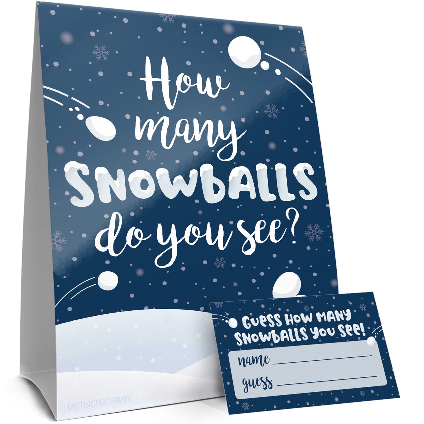 Sign with Cards Winter Holiday Party Games - How Many Snowballs Holiday Guessing Game