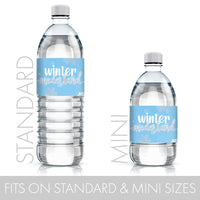 Winter Onederland Style 1st Birthday Water Bottle Labels - 24 Stickers (Blue)