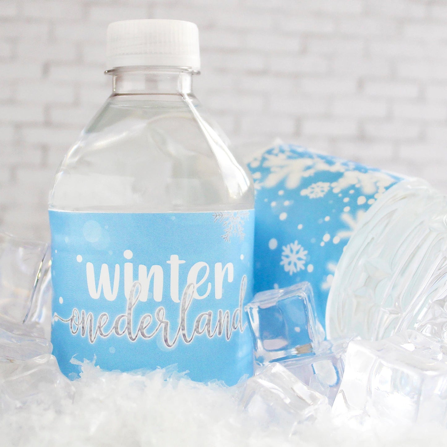 Cute Winter Onederland 1st Birthday Water Bottle Labels - 24 Stickers (Blue)