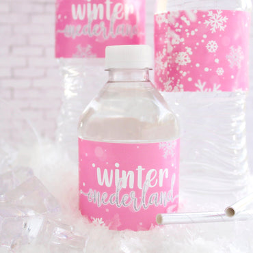 Cute Winter Onederland 1st Birthday Water Bottle Labels - 24 Stickers 