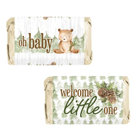 Woodland Bear Baby Shower Mini Candy Bar Labels - 45 Stickers