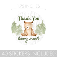 thank you beary much bear first birthday	party favors favor stickers